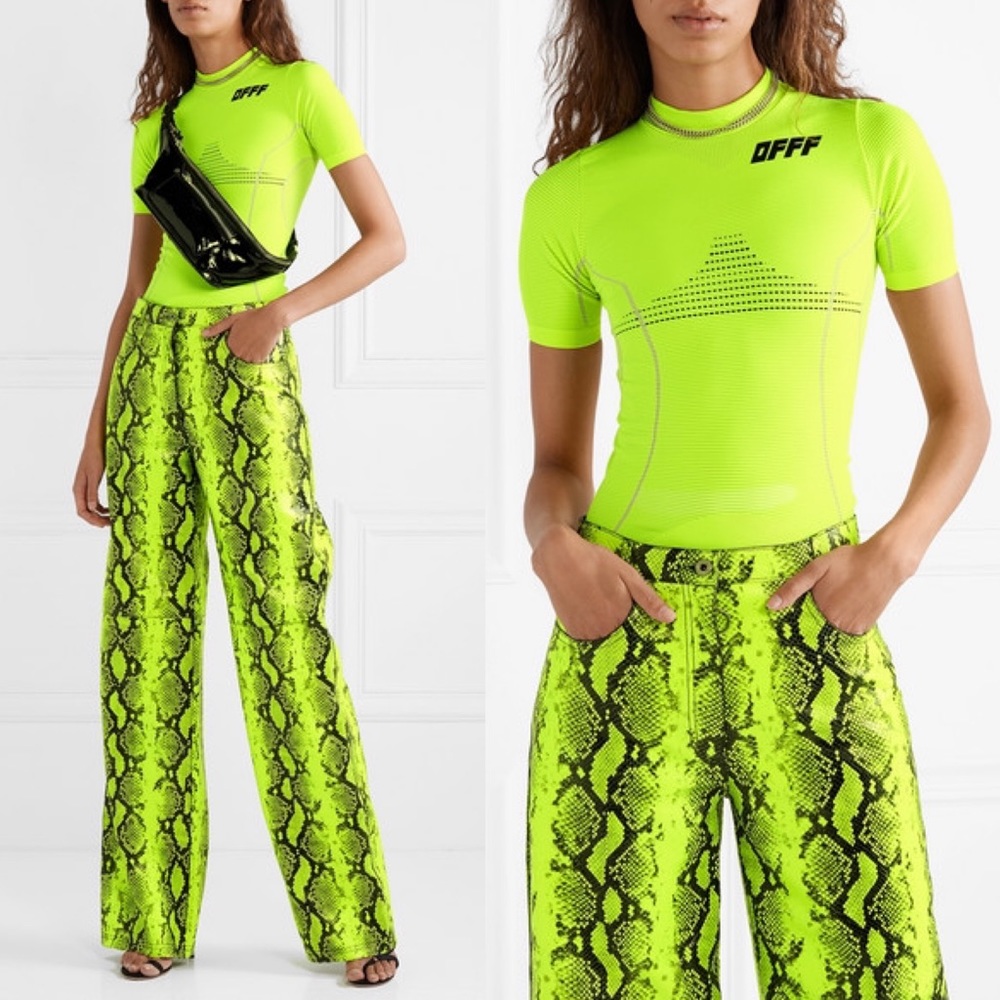 OFF-WHITE Neon Yellow Jaquard ‘SPORT’ Top